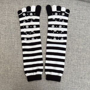 NWOT Black and White Striped Toe Socks